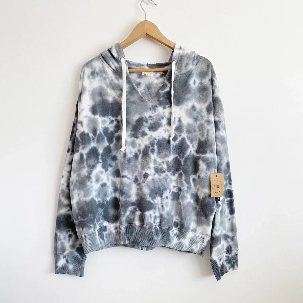 URBAN REBEL Women's Hoodie, Tie Dye Light Hooded Sweatshirt, Gray, 2X - Picture 1 of 9